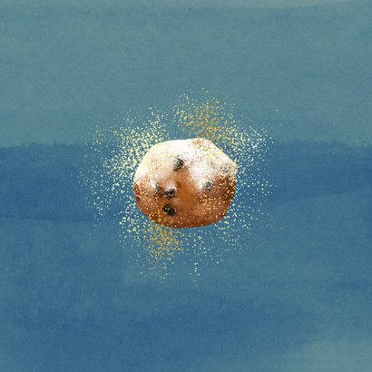 Grappige nieuwjaarskaart 'Vet nieuwjaar' oliebollen goud Achterkant