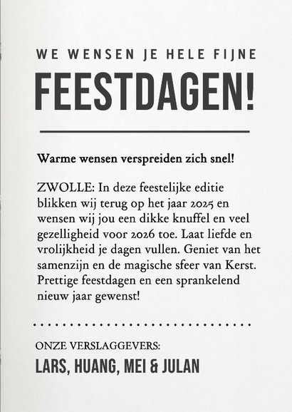 Grappige persoonlijke kerstkaart in tijdschrift stijl 3