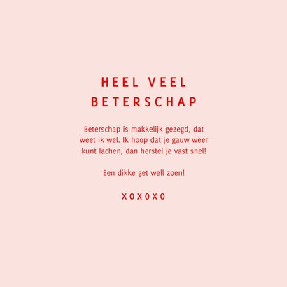 Grappige roze beterschapskaart get well zoen 3