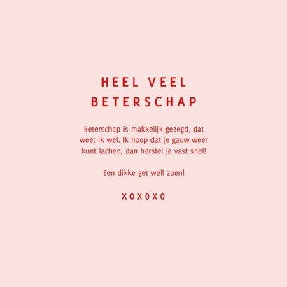 Grappige roze beterschapskaart get well zoen 3