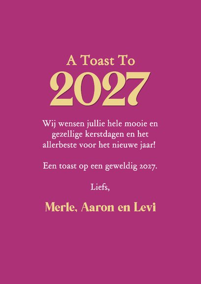 Grappige roze kerstkaart met broodrooster toast op 2027 3