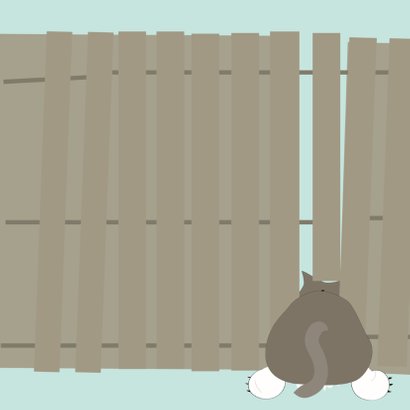 Grappige sterkte kaart met kat klem tussen schutting 2