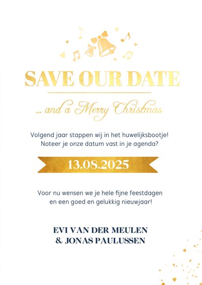 Grappige stijlvolle Save the Date kerstkaart met foto 3