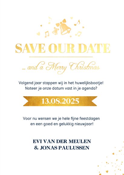 Grappige stijlvolle Save the Date kerstkaart met foto 3