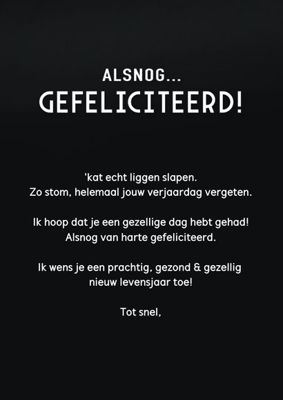 Grappige te laat verjaardagskaart sorry met kat 3