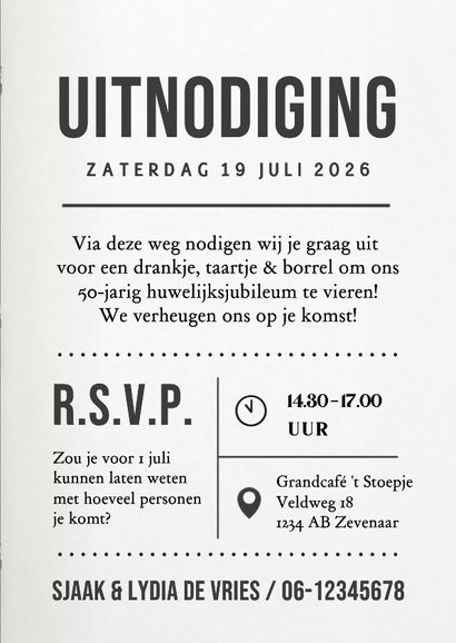 Grappige tijdschrift uitnodiging huwelijks jubileum feest 3