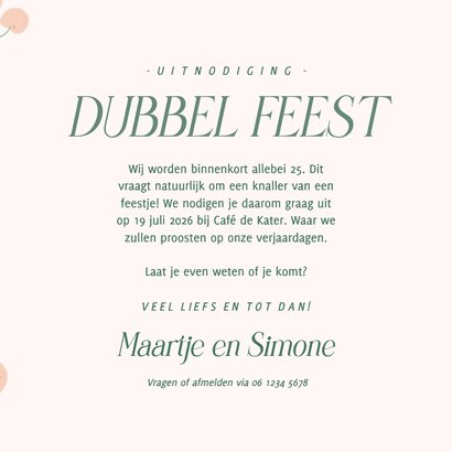 Grappige uitnodiging dubbel feest met kersje samen jarig 3