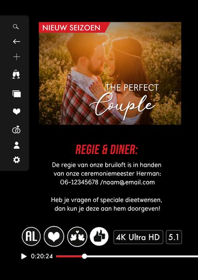 Grappige uitnodiging huwelijk in film streaming stijl 2