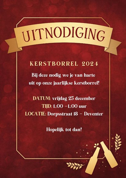 Grappige uitnodiging kerstborrel - Wonderful time for a beer 3