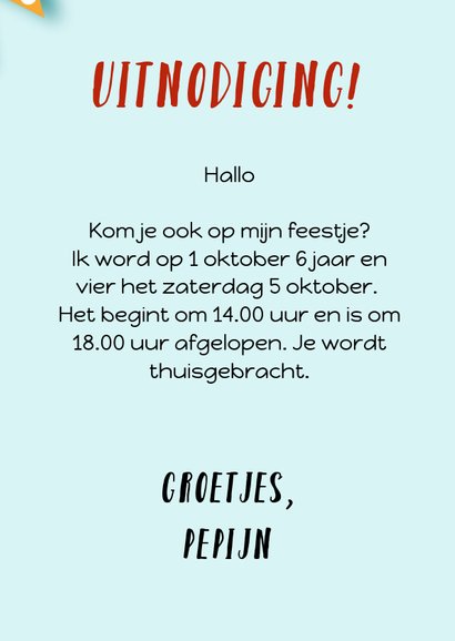 Grappige uitnodiging met hondje en slingers 3