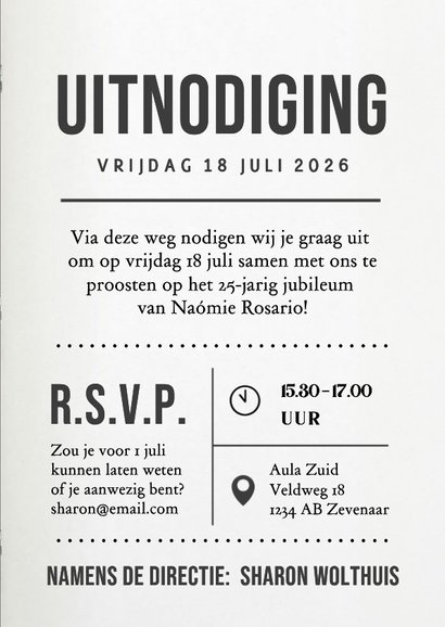 Grappige uitnodigingskaart tijdschrift -jubileum medewerker  3