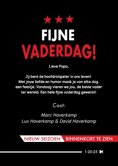 Grappige vaderdagkaart in een tv streamingdienst opmaak 3