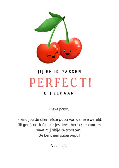 Grappige vaderdagkaart met illustratie van 2 kersjes 3