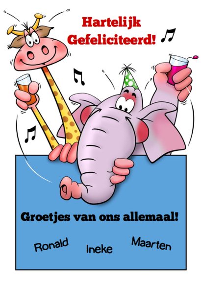 Grappige verjaardagkaart olifant met ballon 3
