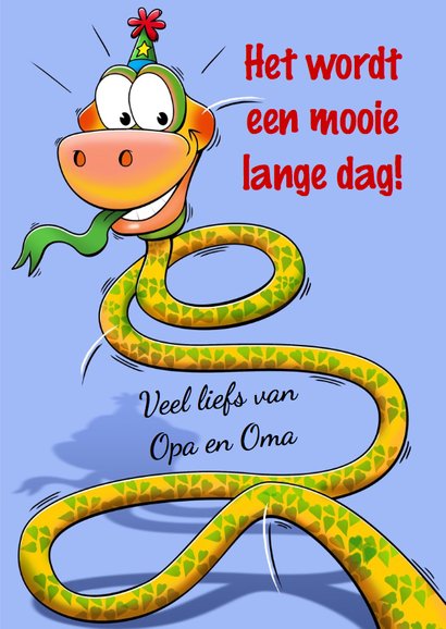 Grappige verjaardagkaart slang met lange nek 3 jaar 3