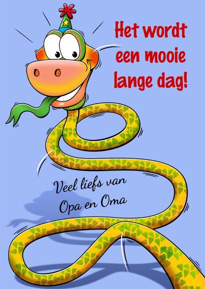 Grappige verjaardagkaart slang met lange nek 5 jaar 3