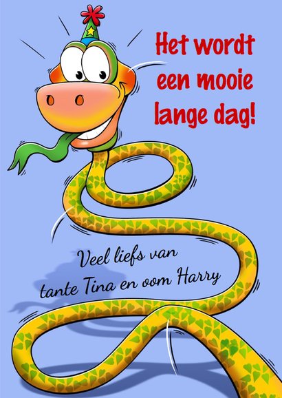 Grappige verjaardagkaart slang met lange nek 6 jaar 3