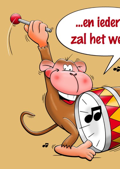 Grappige verjaardagskaart aap met grote trom 40 jaar 2