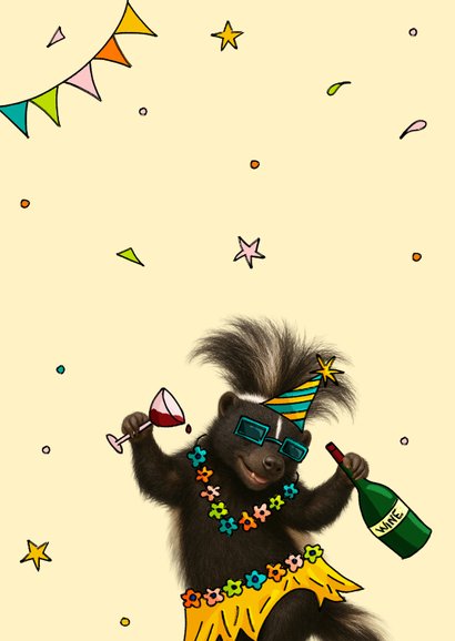 Grappige verjaardagskaart 'Drunk as a skunk' 2