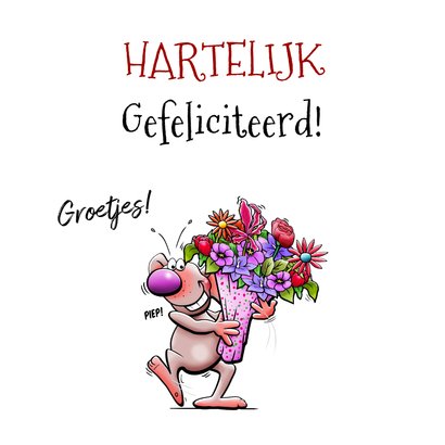 Grappige verjaardagskaart felicitatie met olifant en muisjes 3