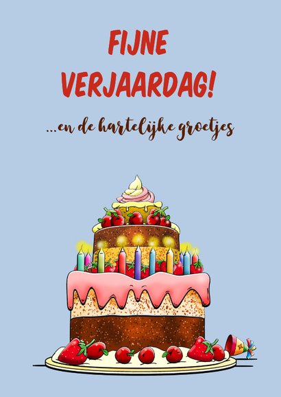 Grappige verjaardagskaart grote taart en beer 3