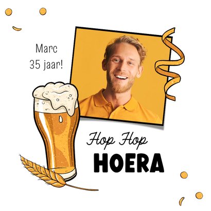 Grappige verjaardagskaart man bier confetti typografisch 2