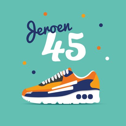 Grappige verjaardagskaart man sneaker schoenmaat 2