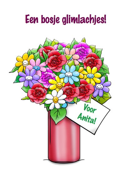 Grappige verjaardagskaart met 3 olifanten met bloemen 3