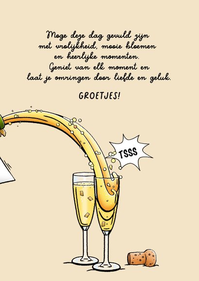 Grappige verjaardagskaart met beer en champagne 3