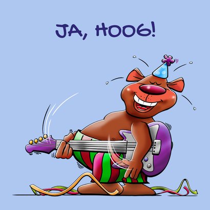 Grappige verjaardagskaart met beertje dat muziek maakt 2