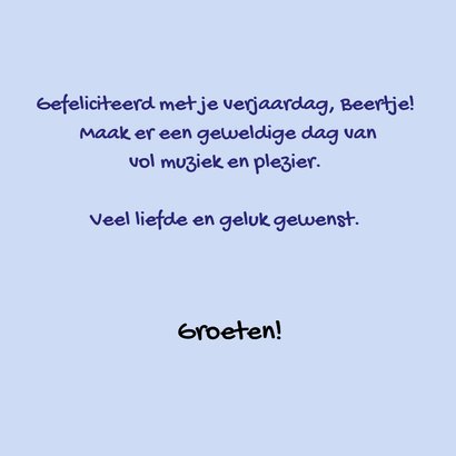 Grappige verjaardagskaart met beertje dat muziek maakt 3