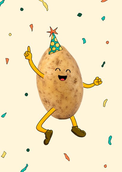 Grappige verjaardagskaart met dansende aardappel 2