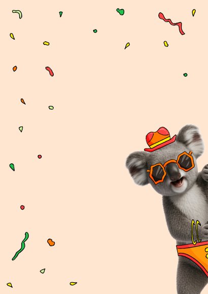 Grappige verjaardagskaart met een hoelahoepende koala 2
