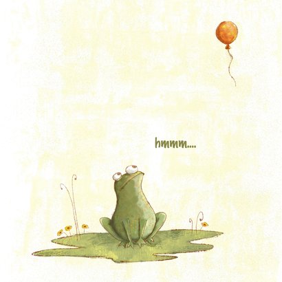 Grappige verjaardagskaart met kikker en ballon 2
