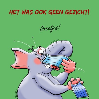 Grappige verjaardagskaart met olifanten en mondkapje 3