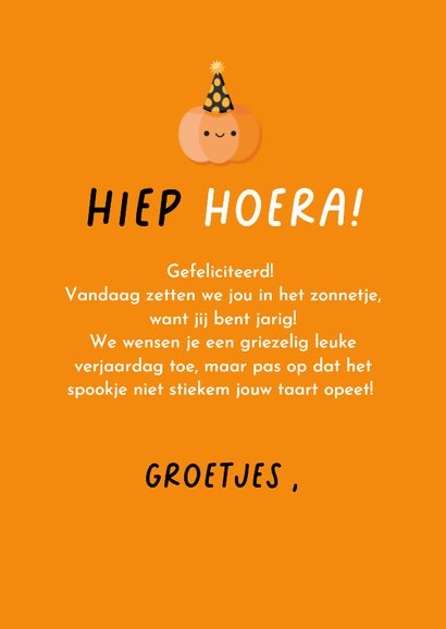 Grappige verjaardagskaart met spookje voor een kind 3