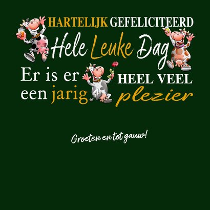 Grappige verjaardagskaart met teksten en koeien, 3