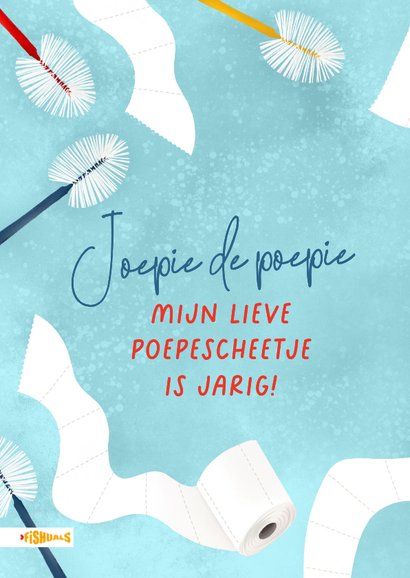 Grappige verjaardagskaart met toiletrollen en toiletborstels 2