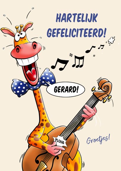 Grappige verjaardagskaart met zingende giraf beer en koe 3