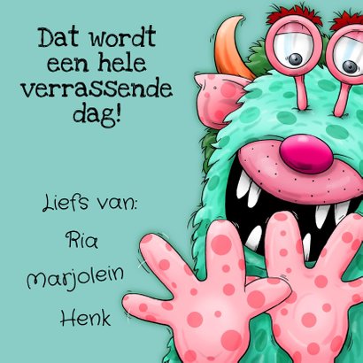Grappige verjaardagskaart monsterLEUK 3