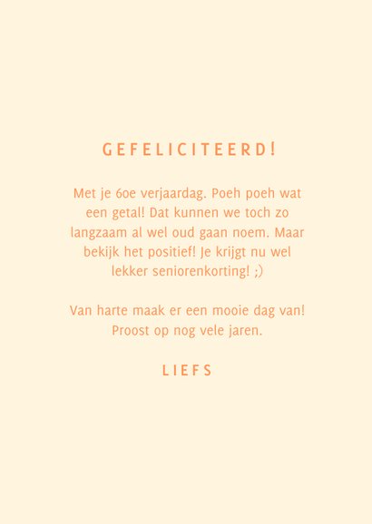 Grappige verjaardagskaart senioren korting in oranje 3
