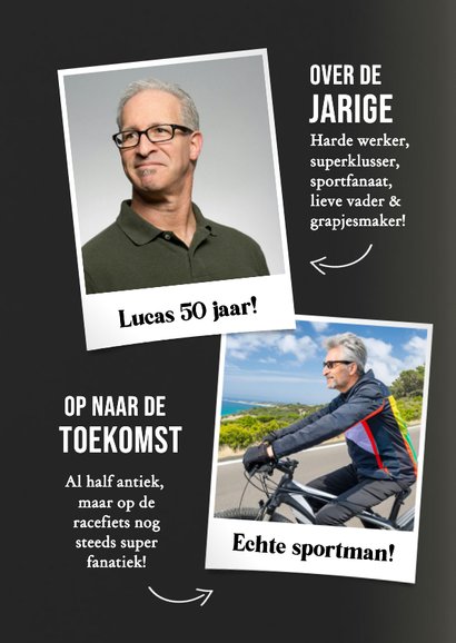 Grappige verjaardagskaart tijdschrift met eigen foto en naam 2