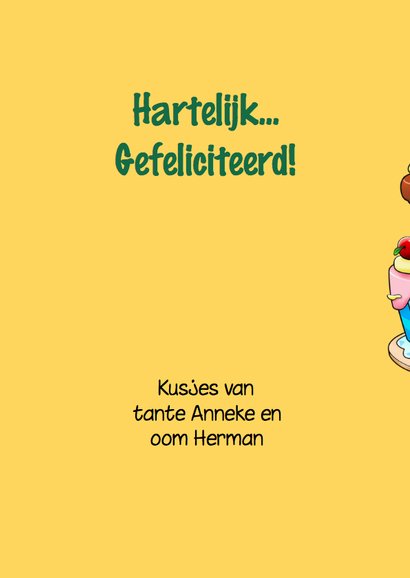 Grappige verjaardagskaart voor kind met 4 muizen en taart 2