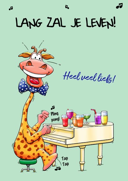 Grappige verjaardagskaart voor kind met dieren en limonade 3