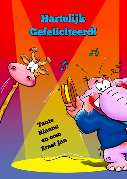 Grappige verjaardagskaart voor tiener dansende olifant 3