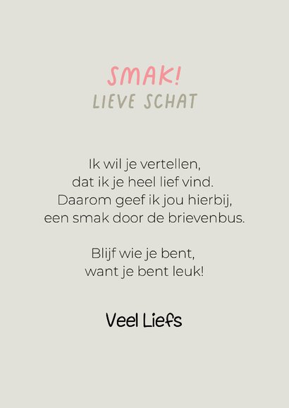 Grappige wenskaar van hond met tong, kus door de brievenbus 3