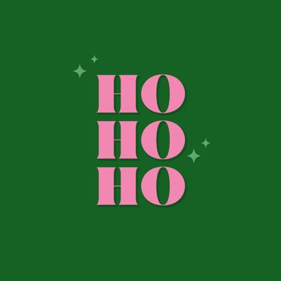 Groen met roze trendy kerstkaartje ho ho ho 2