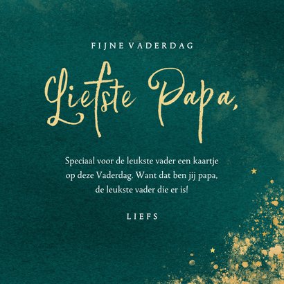 Groen waterverf kaart voor Vaderdag met sterren en spetters 3