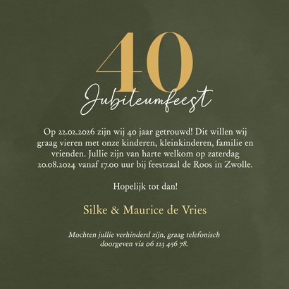 Groene jubileumkaart waterverf groot getal en glitters 3