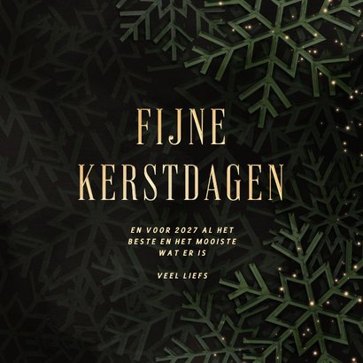 Groene kerstkaart 'Fijne Kerstdagen' met sneeuwvlokken 3